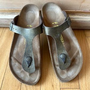 Birkenstock Gizeh Birko-Flor Bronze Sandals Women 9 Men 7 EU 40 Like New